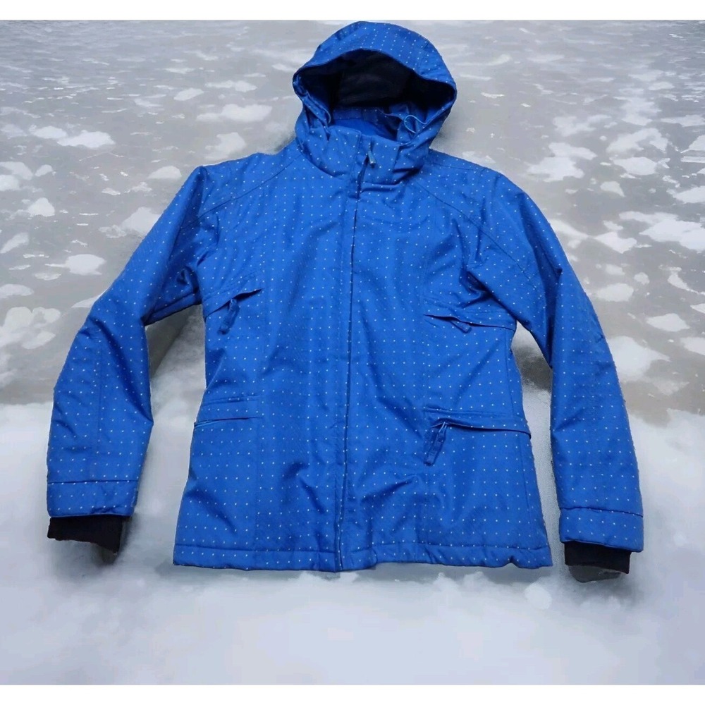 Powder Room Ski Jacket Womens Medium Blue Excellent Micro-Lite Polka Dot 68858